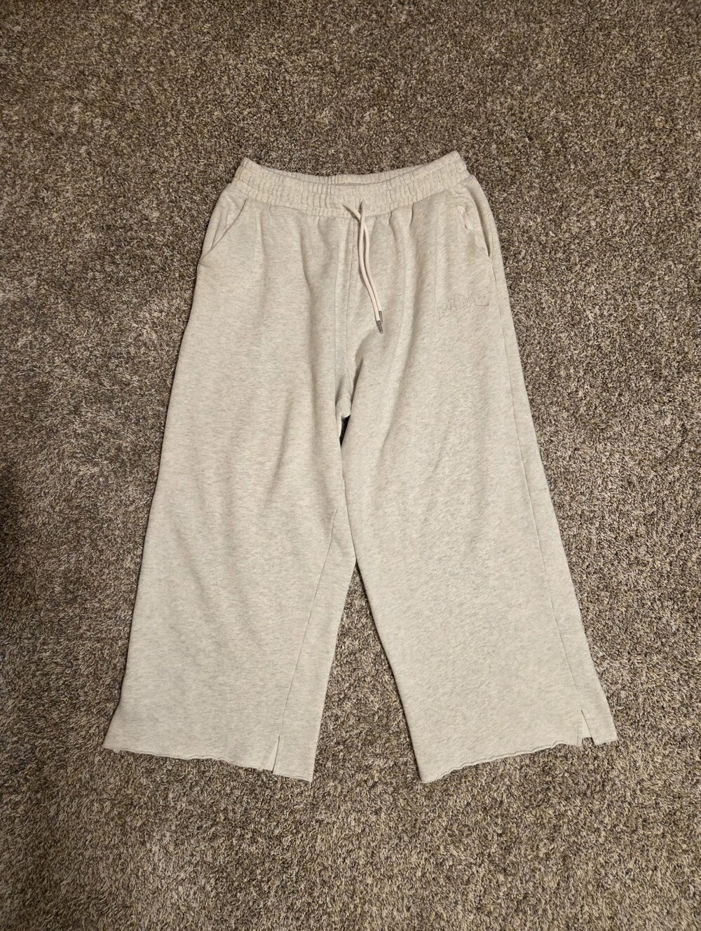 VS PINK Heather Gray Shimmer Wide Leg Sweatpants